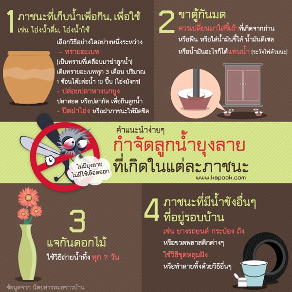 วิธีกำจัดลูกน้ำยุงลาย วิธีกำจัดลูกน้ำยุงลาย