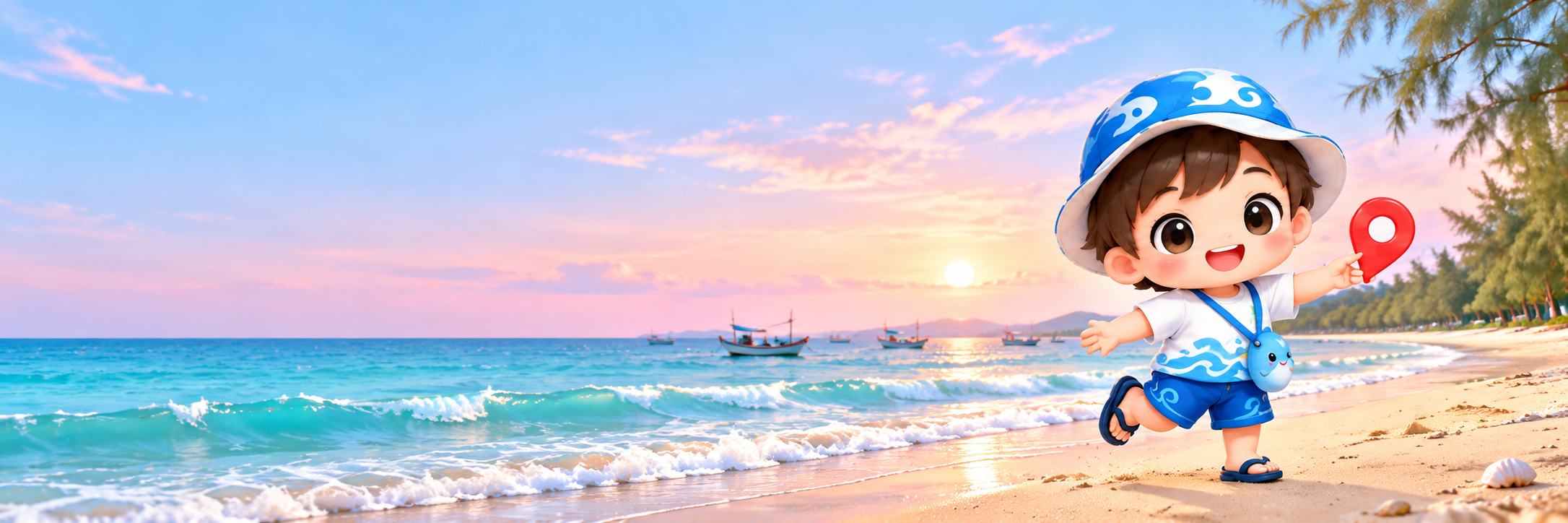 น้องสำราญถือหมุดแผนที่ ชวนเที่ยวชายหาด ทะเล และชุมชนหาดเจ้าสำราญ